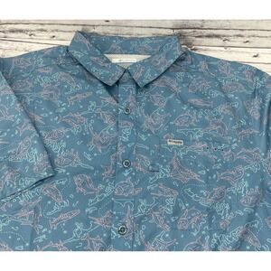 Columbia PFG Shirt Men's Large Fishing Marlin Fish Button Vented Short Sleeve